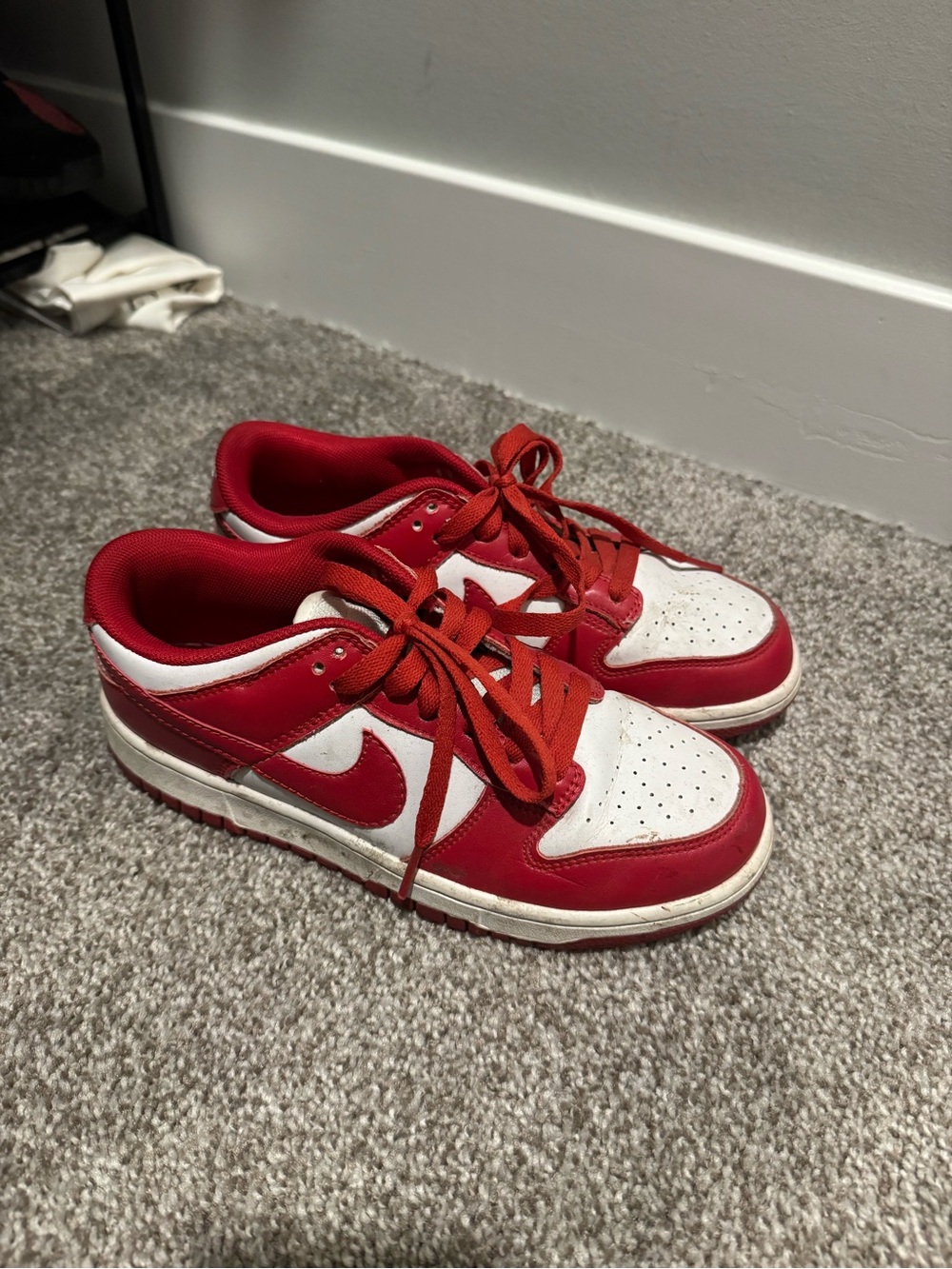 Nike Red and White Low-Top Sneakers